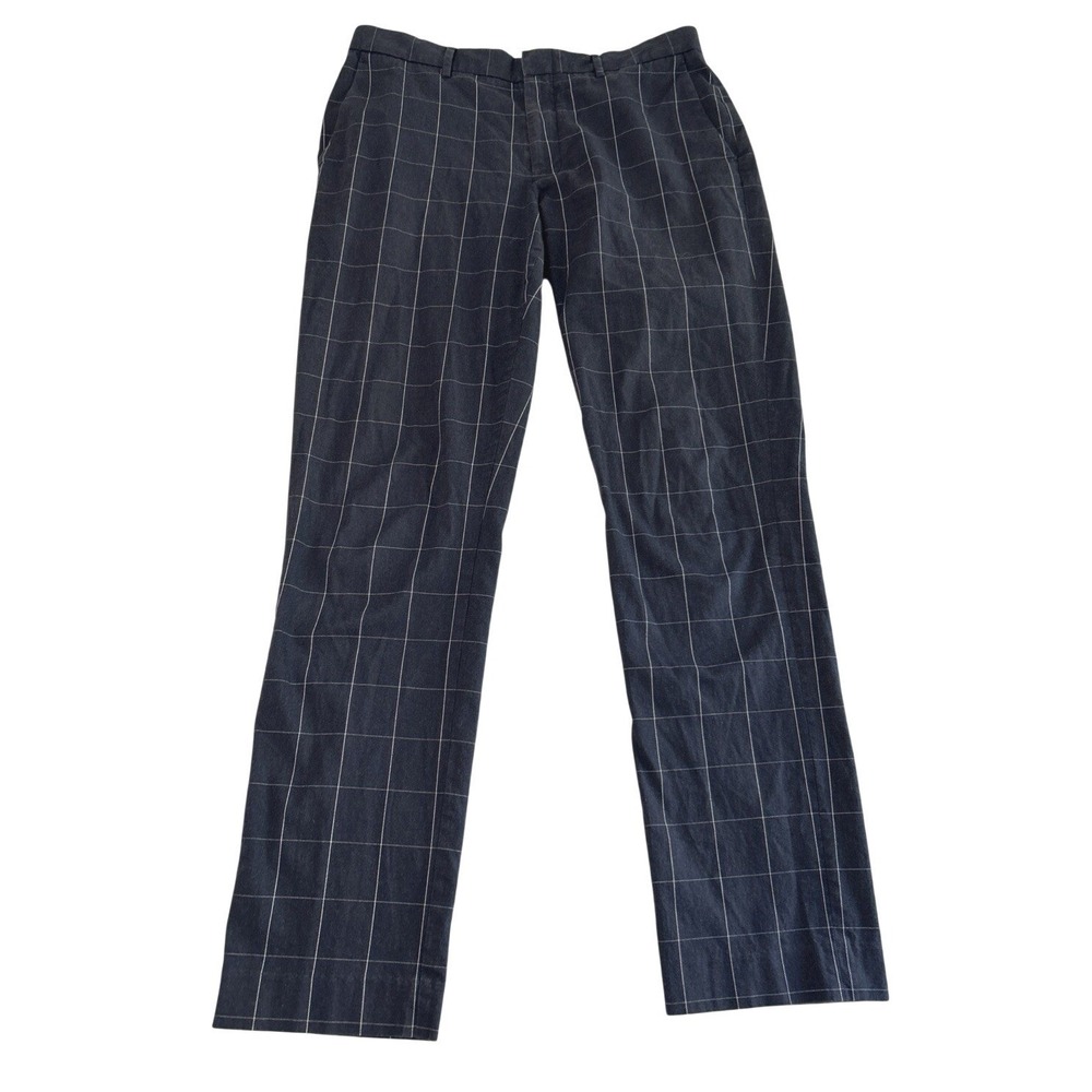 J. Crew Ludlow Slim Plaid Pants K8362 Men's Windowpane Navy Blue Size 32/32